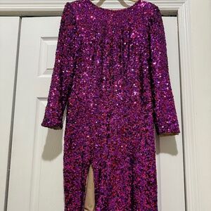 Dress the Population sequin dress with front slit, size large